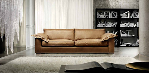 Canapé contemporain - BLUES - Cava - en cuir / marron / 2 places