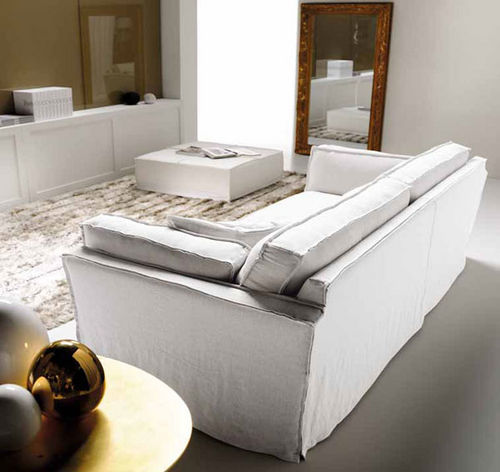 Canapé contemporain - CHARME - Cava - en tissu / blanc / 2 places