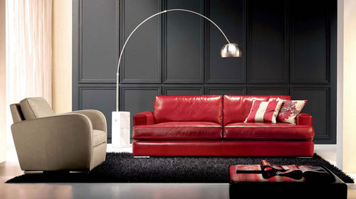 Canapé contemporain - PANAMA - Cava - en cuir / rouge / 2 places
