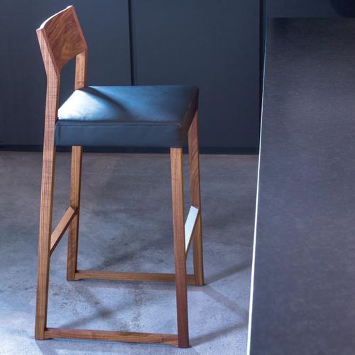 Chaise de bar contemporaine - LINEA : 1001 SG - Cizeta - d'intérieur / en tissu / avec piètement en hêtre