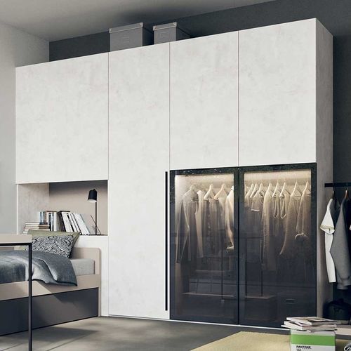 Armoire contemporaine - START  - Clever - en bois / à portes battantes / avec miroir