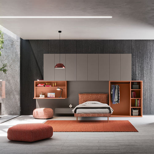 Chambre d'enfant blanche - Start p13 - Clever - grise / orange / en bois