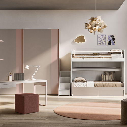 Chambre d'enfant blanche - Start s26 - Clever - grise / rose / brune