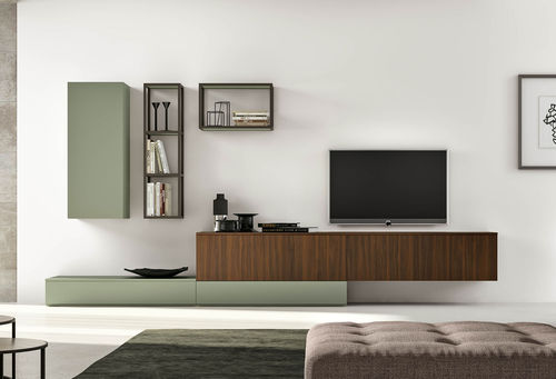 Ensemble TV mural contemporain - Im20_l16 - Clever - en mélaminé / avec tiroirs / avec rangement intégré