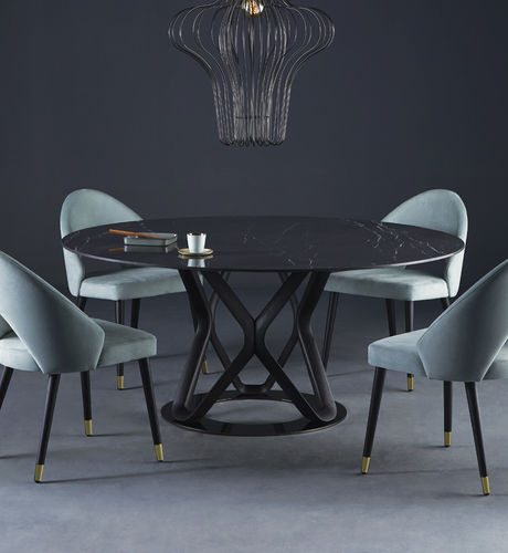 Table contemporaine - V6 - Colico - en verre / en grès cérame / avec piètement en acier chromé
