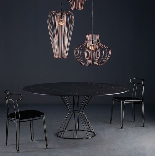 Table contemporaine - CIRCUS - Colico - en verre / en grès cérame / avec piètement en acier peint