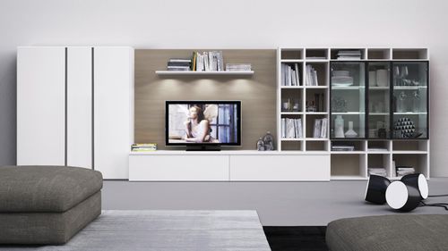 Ensemble TV mural contemporain - GOLF W122   - ColombiniCasa - en bois laqué / en verre