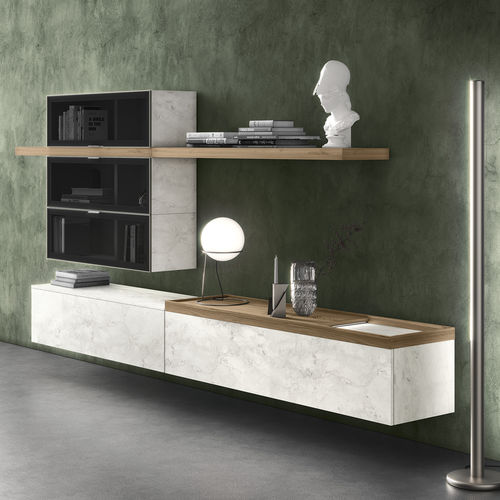 Ensemble mural de salon contemporain - LUCE C08 - ColombiniCasa - en bois / en verre / en mélaminé