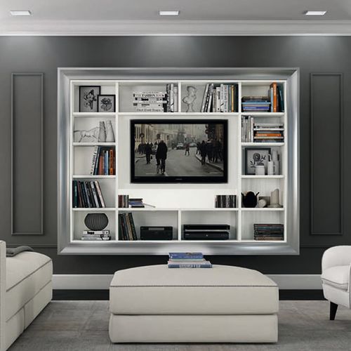 Ensemble TV mural classique - ARCADIA AS211 - ColombiniCasa - en bois laqué / en mélaminé / avec éclairage intégré