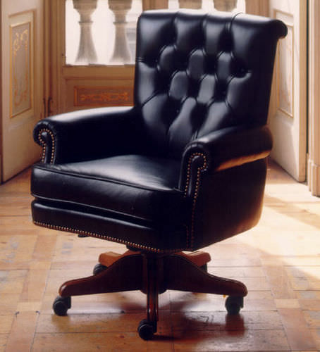 Fauteuil de bureau de style - 329 - Colombo Mobili - en cuir / à roulettes
