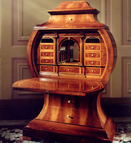 Bureau de style Biedermeier - 355 - Colombo Mobili - en noyer / piétement en panneaux