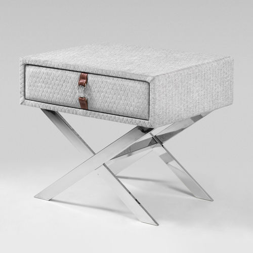 Table de chevet contemporaine - Birkin - Colunex - en cuir / en verre / en tissu