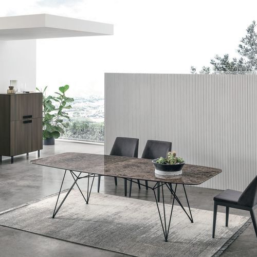 Table contemporaine - Wire - TOMASELLA INDUSTRIA MOBILI - en chêne / en bois laqué / en verre