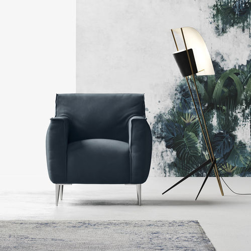 Fauteuil contemporain - MOON - Doimo Salotti - en tissu / en cuir / en bois