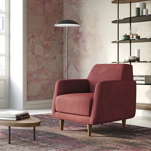 Fauteuil contemporain - ADELE - Doimo Salotti - en tissu / en cuir / en bois