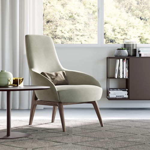 Fauteuil contemporain - KARIN - Doimo Salotti - en tissu / en cuir / en bois