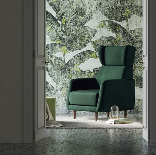 Fauteuil contemporain - ROBERTA - Doimo Salotti - en tissu / en cuir / en bois