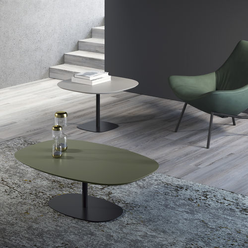 Table d'appoint contemporaine - ELISSE - Doimo Salotti - en MDF / avec piètement en bois laqué / ovale