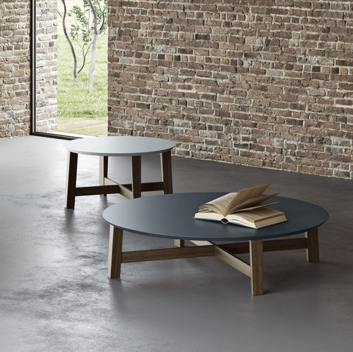 Table basse contemporaine - EVAN - Doimo Salotti - en MDF / en pierre / avec piètement en chêne