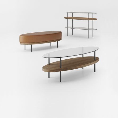 Console contemporaine - BEVERLY - Doimo Salotti - en bois / en verre fumé / avec piètement en métal