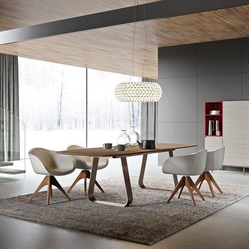 Table contemporaine - MUN  - Emmebi Industria Mobili - en noyer / en eucalyptus / en verre