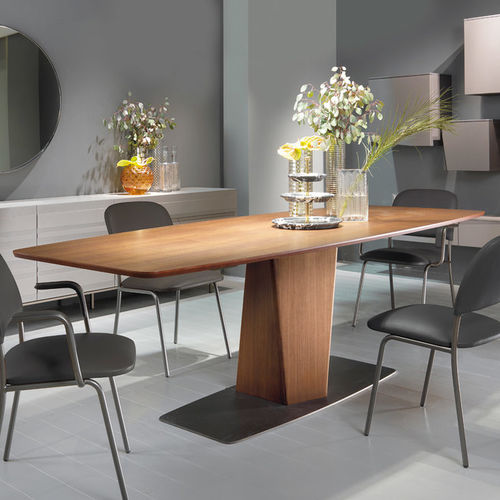 Table contemporaine - CLARK  - Emmebi Industria Mobili - en noyer / avec piètement en métal / avec piètement en noyer