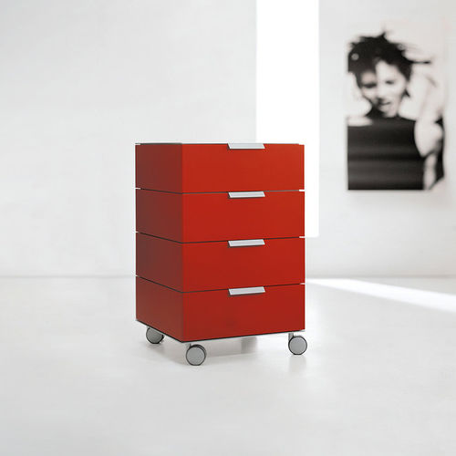 Caisson de bureau en aluminium laqué - PRISMA - Emmebi Industria Mobili - à 4 tiroirs / à roulettes