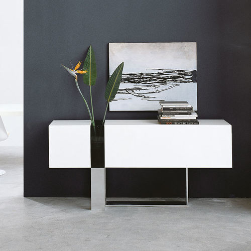 Buffet contemporain - FLO' - Emmebi Industria Mobili - en aluminium brossé / blanc / beige