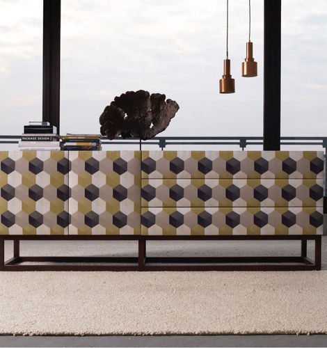Buffet contemporain - WIEN C  - Emmemobili - en chêne / en cuir / par Ferruccio Laviani