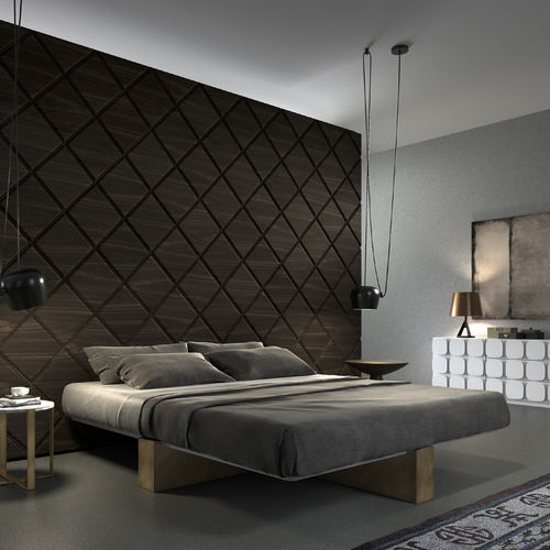 Lit double - 4    - Emmemobili - contemporain / en chêne / en acier inoxydable