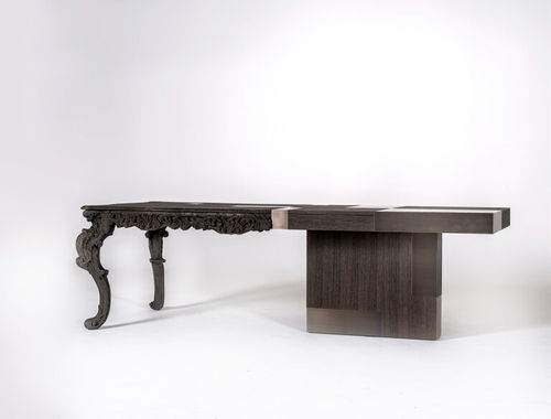 Table classique - EVO - Emmemobili - en chêne / en bois massif / avec piètement en bois massif