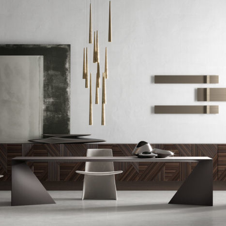 Table contemporaine - IPERBOLE - Emmemobili - en chêne / en noyer / en placage de bois