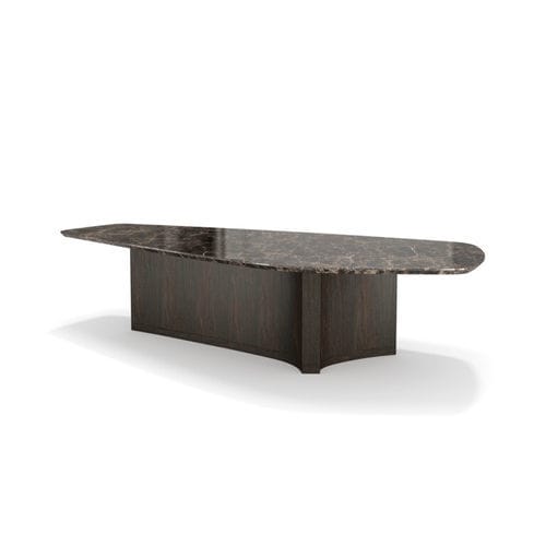 Table contemporaine - MR - Emmemobili - en placage de bois / en marbre / avec piètement en bois laqué