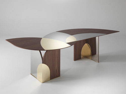 Table contemporaine - SELENE - Emmemobili - en chêne / en noyer / en acier