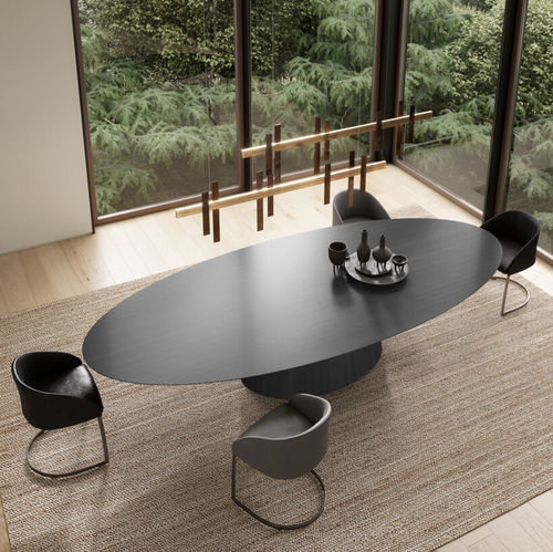 Table contemporaine - FULL UFO - Emmemobili - en placage de bois / en contreplaqué / avec piètement en plaqué bois
