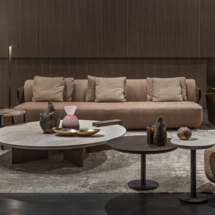 Canapé contemporain - COUPLE - Emmemobili - en tissu / en cuir / avec accoudoirs