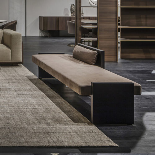 Banquette contemporaine - P.BENCH - Emmemobili - en tissu / en cuir / avec piètement en plaqué bois