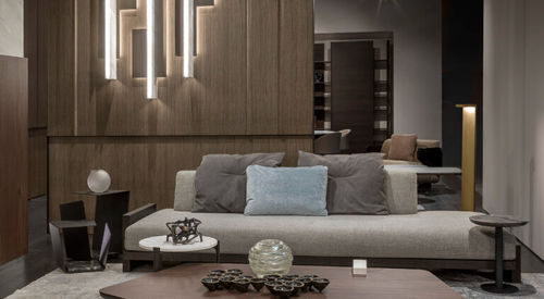 Canapé contemporain - P.SOFA - Emmemobili - en tissu / en cuir / gris