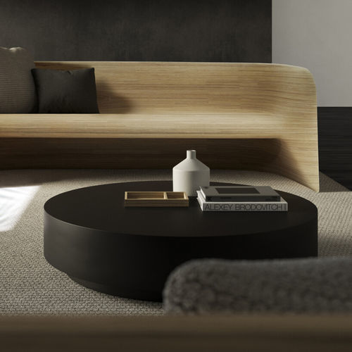 Table basse contemporaine - BORGES TT - Emmemobili - en placage de bois / en bois laqué / avec piètement en bois laqué