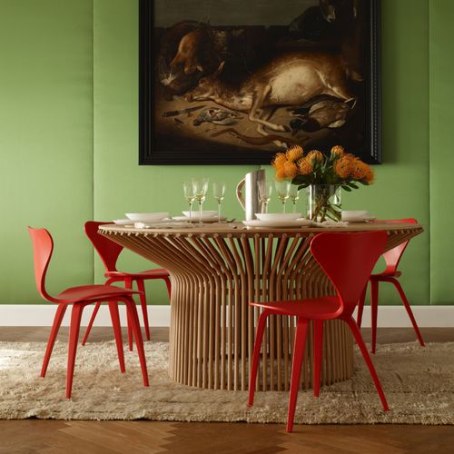 Table contemporaine - JAZZ  - Emmemobili - en chêne / en bois laqué / ronde