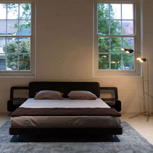 Lit double - VALENTINO   - Emmemobili - contemporain / avec tête de lit en cuir / avec tables de chevet
