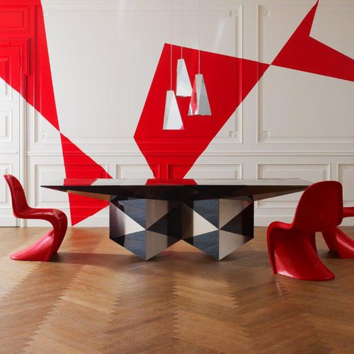Table design original - ARLEQUIN  - Emmemobili - en laiton / avec piètement en laiton / par Ferruccio Laviani