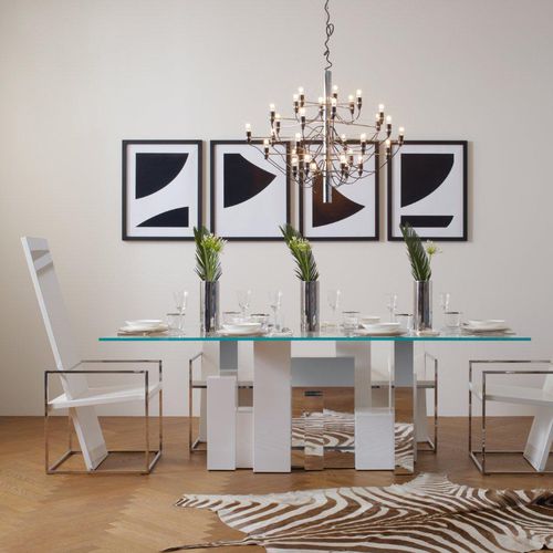 Table à manger contemporaine - CITY - Emmemobili - en bois / en verre / en aluminium