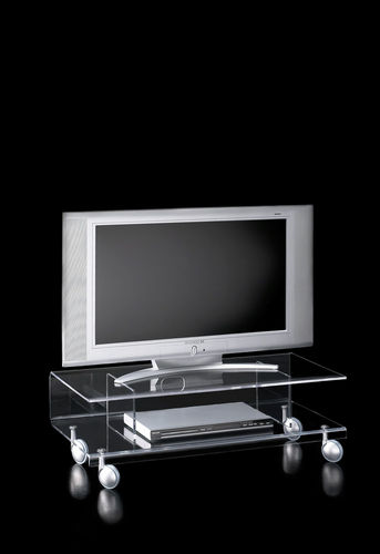 Meuble TV contemporain - ANDY - Emporium - avec roulettes / en verre
