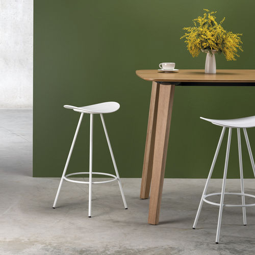 Tabouret de bar contemporain - COMA 4L  - Enea - en contreplaqué / en polypropylène / avec piètement en acier laqué