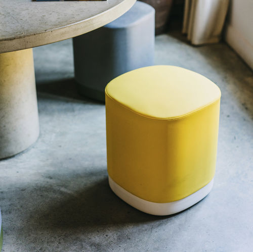 Pouf contemporain - PUCK  - Enea - en tissu / en aluminium / carré