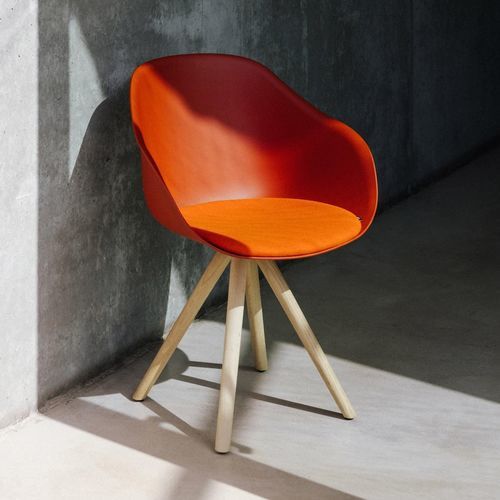 Chaise contemporaine - Lore Spin Wood - Enea - d'intérieur / en tissu / en polypropylène