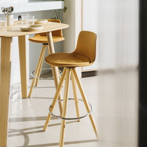 Chaise de bar contemporaine - LOTTUS SPIN WOOD - Enea - d'intérieur / en tissu / en acier