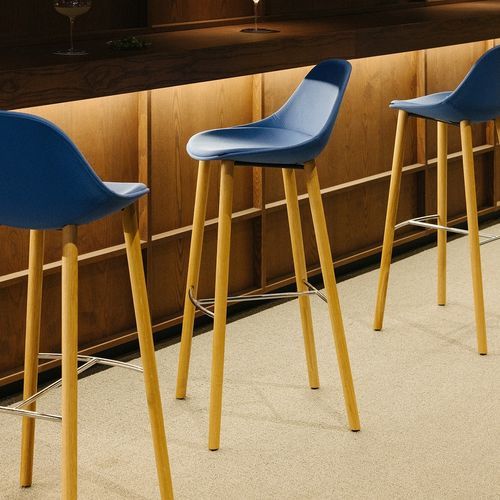 Chaise de bar contemporaine - Mate Wood - Enea - de cuisine / d'intérieur / en cuir
