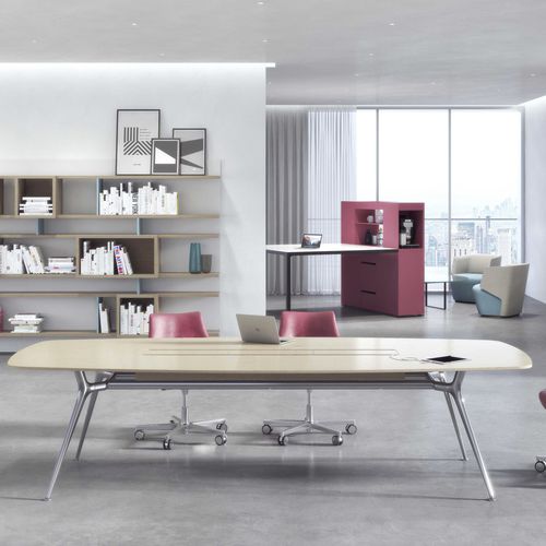 Table de réunion contemporaine - P016 - ESTEL - en bois / en stratifié / en aluminium